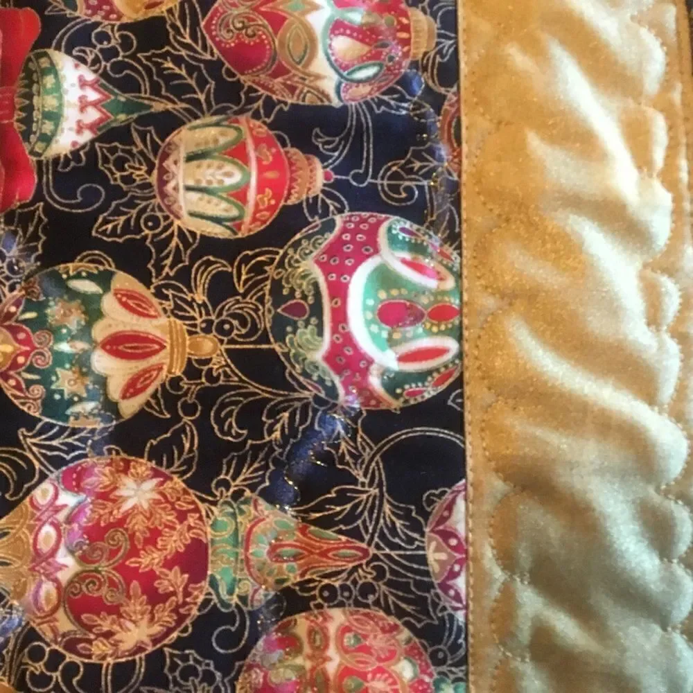 NWT Hand Crafted Quilted Holiday Ornaments Runner